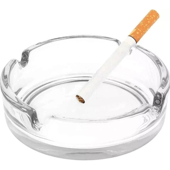 Glass Ashtray Cigarette Smoking Round Ash Tray Stackable Home Pub Garden