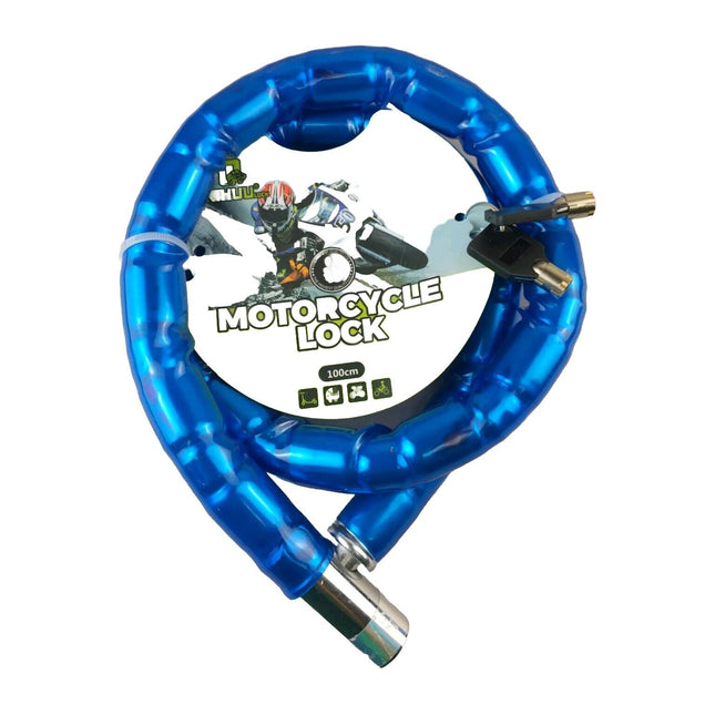 HEAVY DUTY ARMOURED STEEL CABLE LOCK 100cm SECURITY KEYS BLACK MOTORCYCLE BIKE