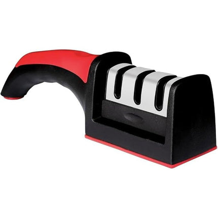 Kitchen Knife Sharpener – 3 Stage Manual Knife Sharpeners for Sharpening Home and Restaurant Knives - Ceramic Stone