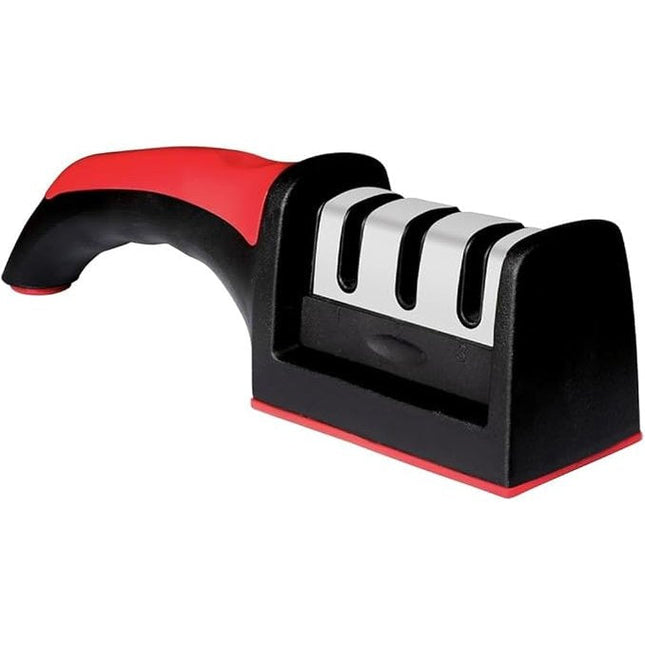 Kitchen Knife Sharpener – 3 Stage Manual Knife Sharpeners for Sharpening Home and Restaurant Knives - Ceramic Stone