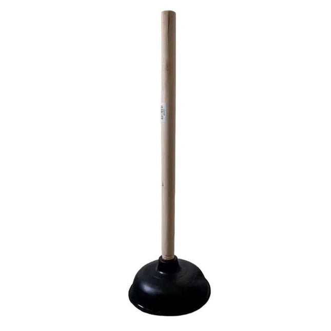 Large Toilet Plunger With 50cm Heavy Duty Long Wooden Handle 15cm Wide Rubber