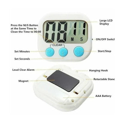 Magnetic LCD digital timer Kitchen cooking timer Loud Alarm Battery Excluded