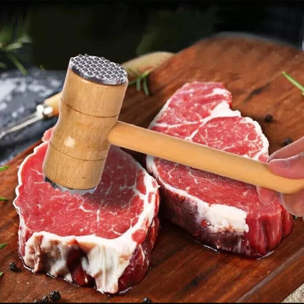 Meat Tenderizer Hammer Wooden Steak Mallet Kitchen Tool Heavy Duty Solid Wood