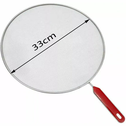 Metal Mesh Splatter Guard Screen Cover Frying Grill Pan Knob Lids Set 33cm