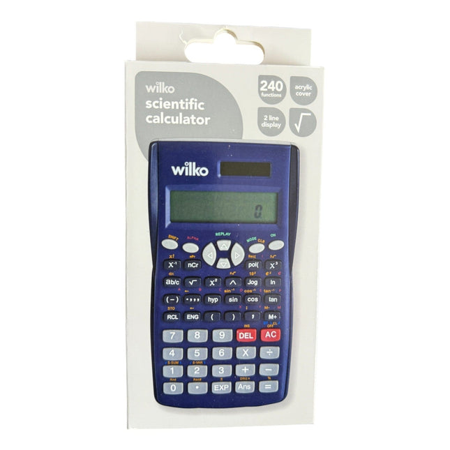 Navy Blue Scientific Calculator with Solar Power,240 Functions, 2 line display, Acrylic Cover And Replaceable Battery
