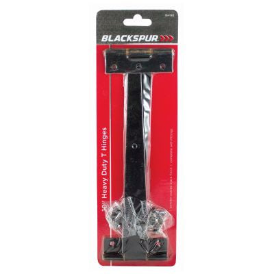 PAIR OF 10" HEAVY DUTY T HINGES WITH FITTINGS - BLACK