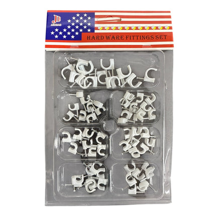 Pack White Nails Clip Wire Clamps Set