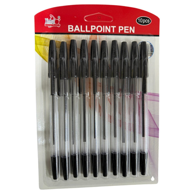Pack of 10 black ballpoint pens