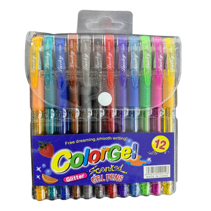 Pack of 12 "Color Gel Glitter GEL PENS" Smooth Writing