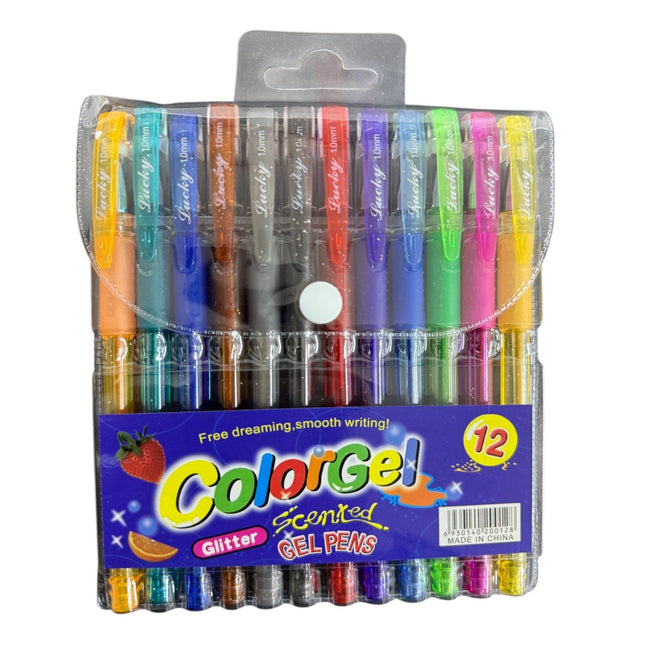 Pack of 12 "Color Gel Glitter GEL PENS" Smooth Writing