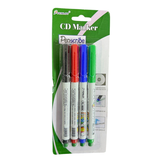 Pack of 4 Board Markers With Special Rub Lightproof, To mark on surface of CD, Plastic, Rubber, Plate Leather