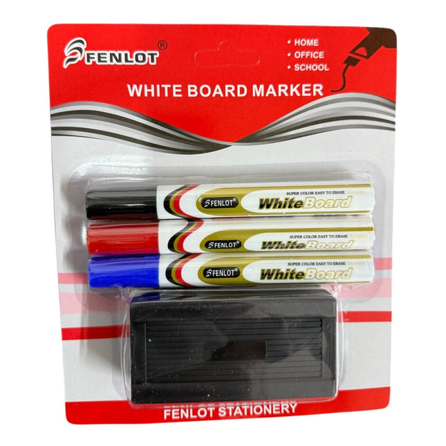 Pack of 4 White Board Marker 3 Pc White Board Eraser 1 Pc For office Home School