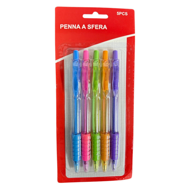 Pack of 5 Ballpoints Pen with different Body Color Smooth writing 0.5mm Nib