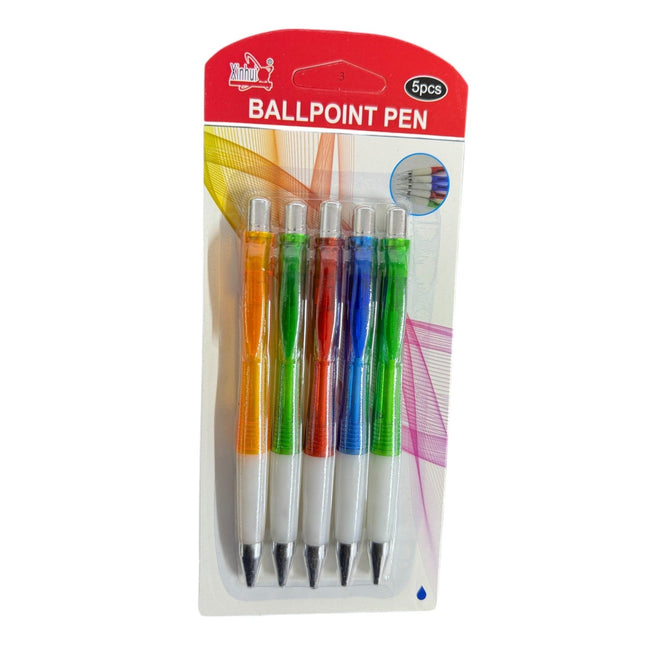 Pack of 5 retractable ballpoint pens