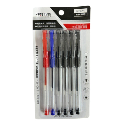 Pack of 6 Black, Blue, Red Permanent Marker 0.5mm Nib with smooth writing
