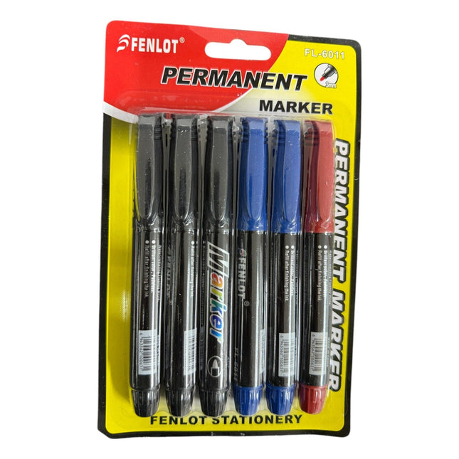 Pack of 6 Permanent Marker Brilliant Color, Fadeless, Relief after finishing the ink, Water Resisting