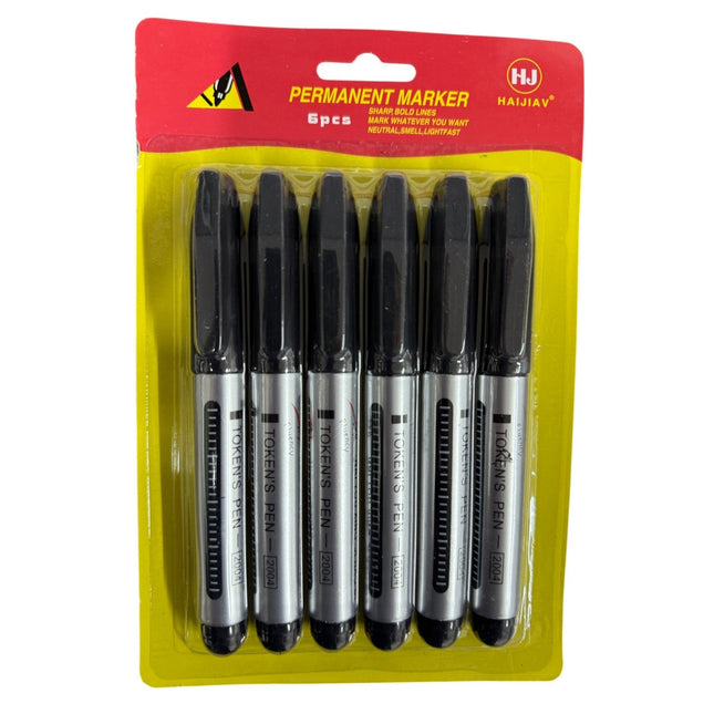 Pack of 6 Permanent Marker with sharp, Bold Lines, Mark whatever you want,Neutral