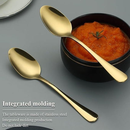 Pack of 6 Stainless Steel Dinner Spoon Set - Soup Table Spoon - Silverware Spoon