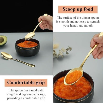 Pack of 6 Stainless Steel Dinner Spoon Set - Soup Table Spoon - Silverware Spoon