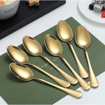 Pack of 6 Stainless Steel Dinner Spoon Set - Soup Table Spoon - Silverware Spoon