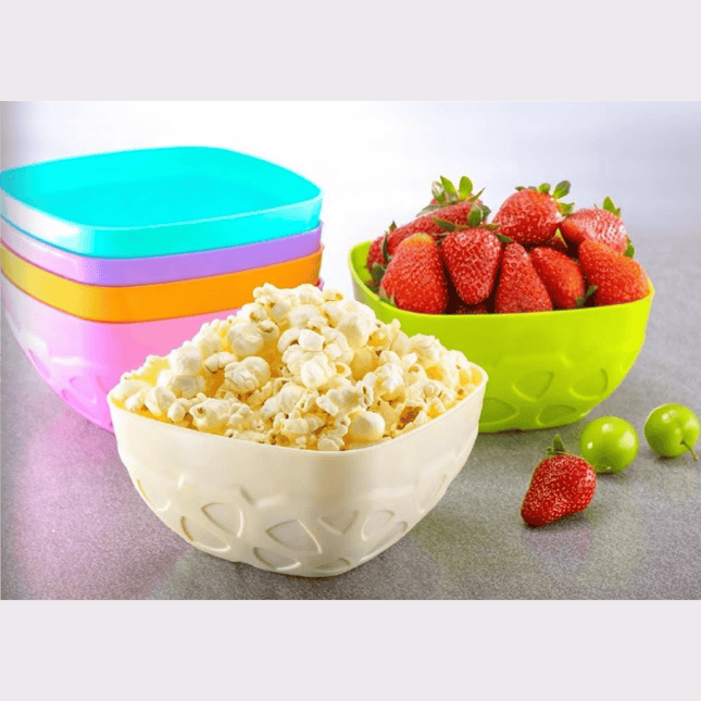 Plastic Cereal Bowls Coloured Square Breakfast Oatmeal Soup Bowls Picnic 500ml