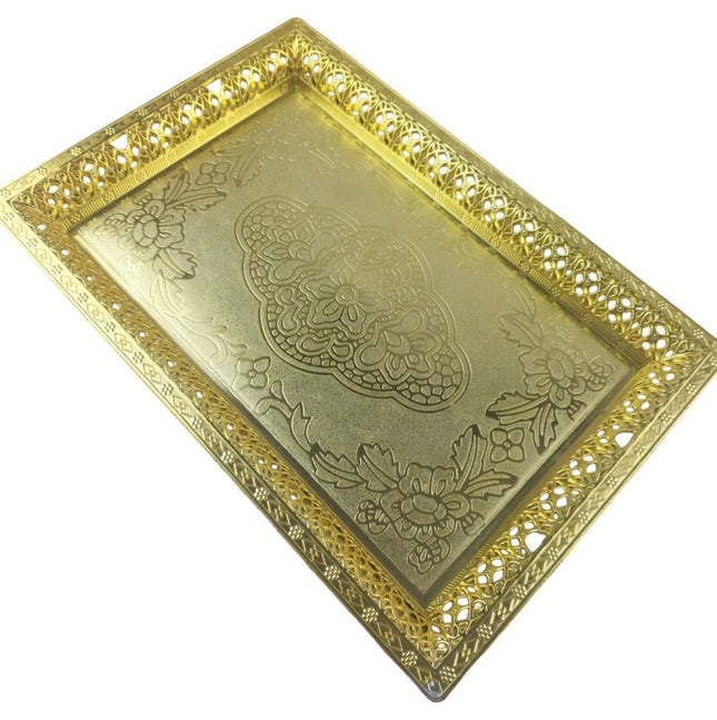 Plastic Silver/Gold Plated Rectangular Platters Serving Tray Paandan 39.8x27x3.5