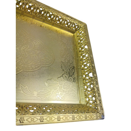 Plastic Silver/Gold Plated Rectangular Platters Serving Tray Paandan 39.8x27x3.5