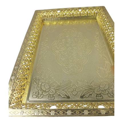 Plastic Silver/Gold Plated Rectangular Platters Serving Tray Paandan 39.8x27x3.5