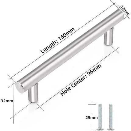 Premium Kitchen Cupboard Cabinet T-Bar Door Handle Brushed Stainless Steel Black