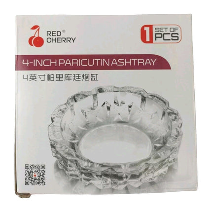 Round Cut Glass Ashtray Clear Smoker Ash Tray Stackable Home Bar 12cm