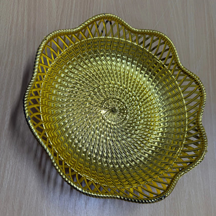 Round Plastic Gold Plated Basket 24.5cm