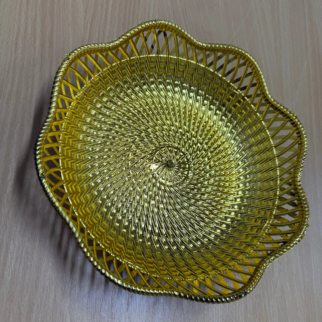 Round Plastic Gold Plated Basket 24.5cm