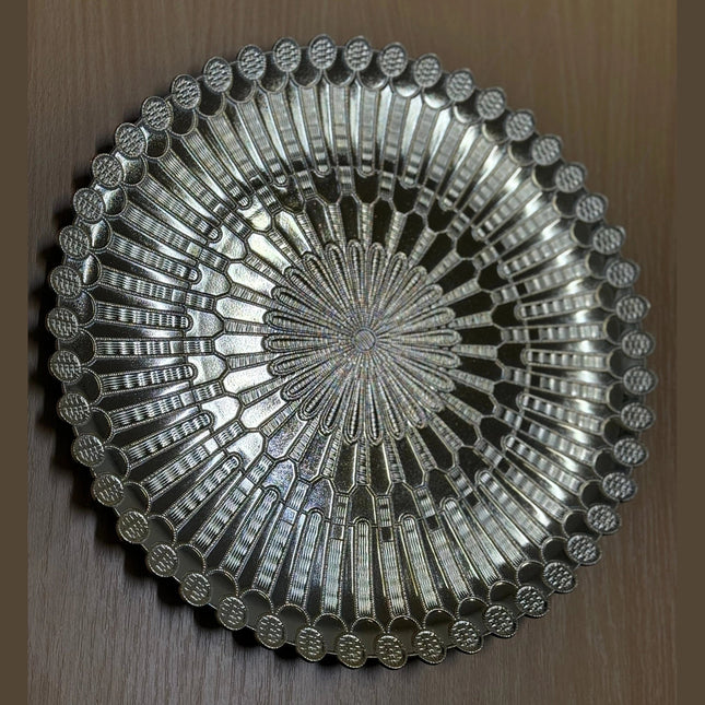 Round Plastic Gold Platted Serving Tray 33cm