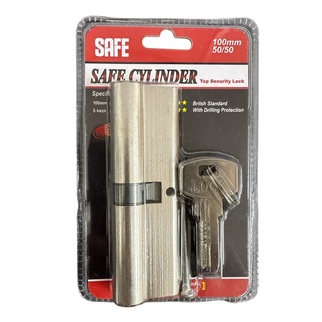 Safe Cylinder Security Lock 100mm 50/50 Silver