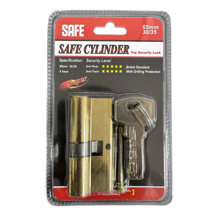 Safe Cylinder Security Lock 65mm 30/35 Gold