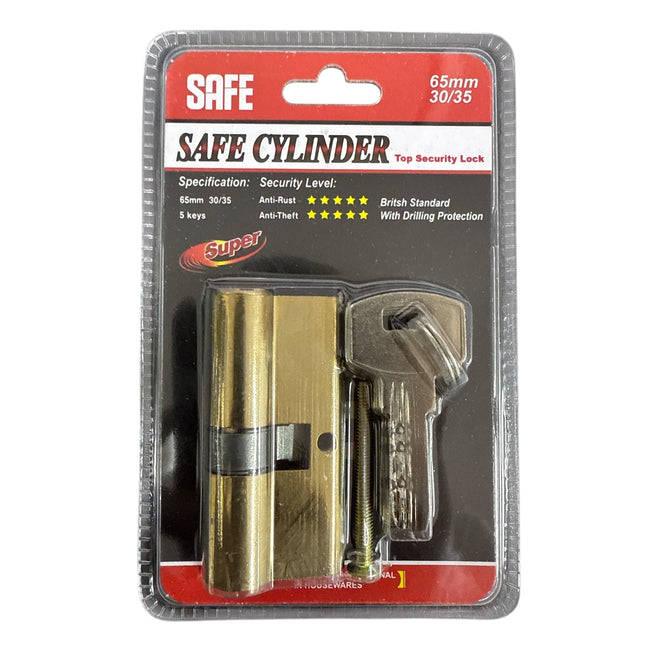 Safe Cylinder Security Lock 65mm 30/35 Gold
