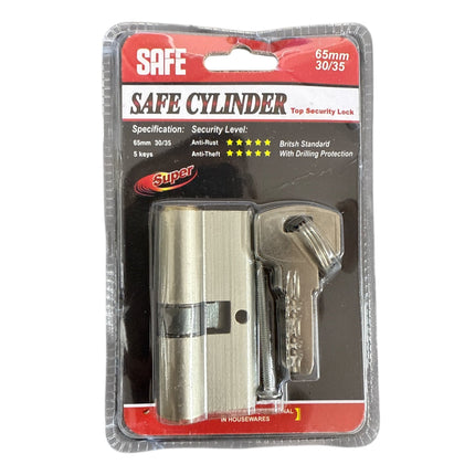 Safe Cylinder Security Lock 65mm 30/35 Silver