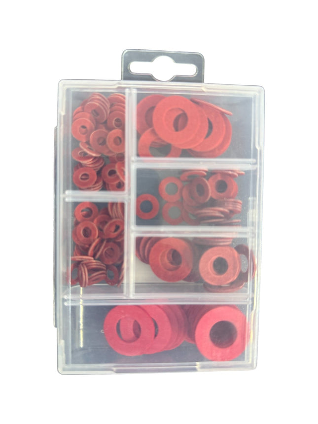 Set of Red Fiber Washers
