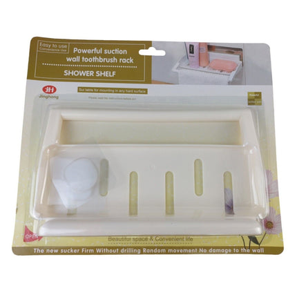 Shelf With Suction Shower Rack Organizer Cup Bathroom Wall Storage 23 x 13cm