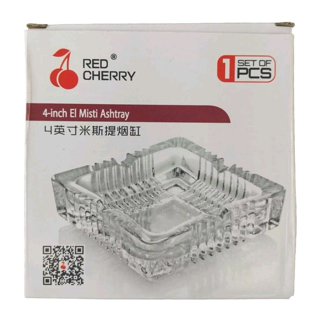 Square Cut Glass Ashtray Clear Smoker Ash Tray Stackable Home Bar 10 x 10cm