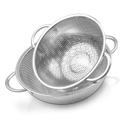 Stainless Steel Colander Re-enforced Hard Mesh Strainer Basket Sieve Rice Food