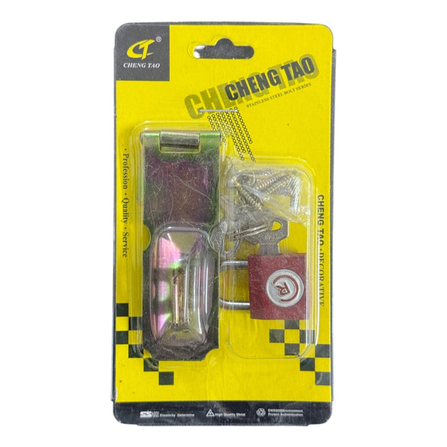 Stainless Steel Hasp and Staple Set with Padlock