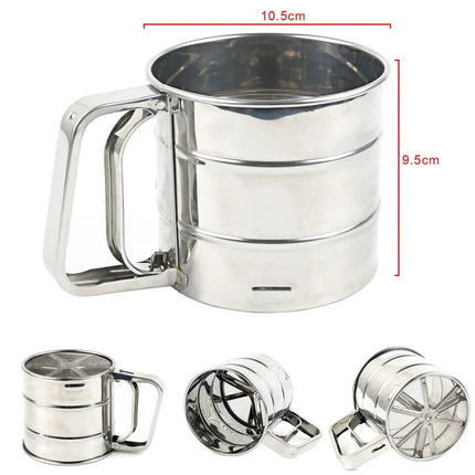 Stainless Steel Sieve Cup Kitchen Tool Sifter Flour Cocoa Icing Sugar