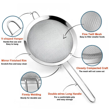 Stainless Steel Wire Mesh Oil Flour Colander Sifter Sieve