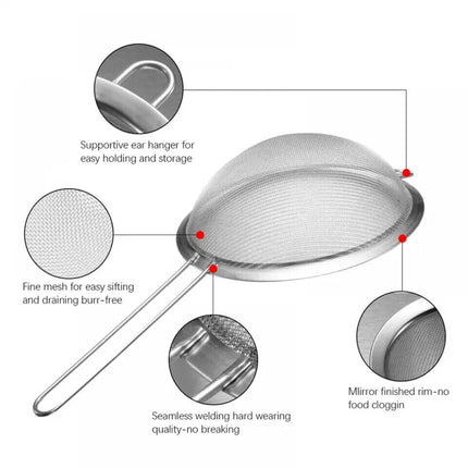 Stainless Steel Wire Mesh Oil Flour Colander Sifter Sieve