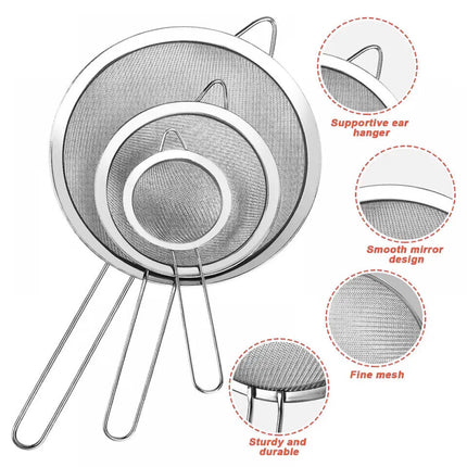 Stainless Steel Wire Mesh Oil Flour Colander Sifter Sieve