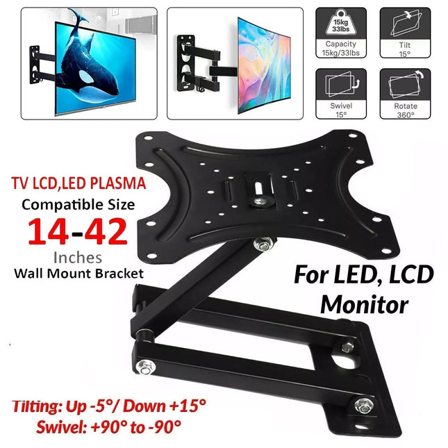 Tilt Swivel TV Wall Mount Bracket For 10"- 42" Inch LCD LED Plasma Flat Monitor