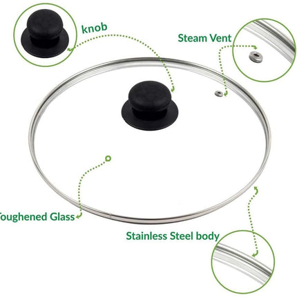Transparent Glass Cover Kitchen Cookware Lids for Saucepans Frying Pans 14-34