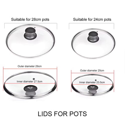 Transparent Glass Cover Kitchen Cookware Lids for Saucepans Frying Pans 14-34