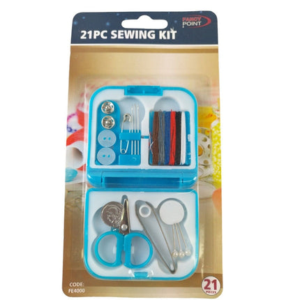 Travel Sewing Kit 21pc Thread Needles Mini Case With Scissors Tape Pins Set